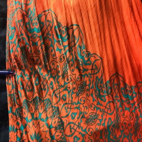 Tommy Bahama Orange Printed Maxi Dress w/ Pinholes Size S - Picture 13 of 14